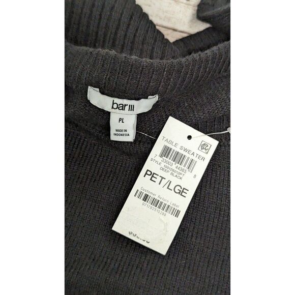 Bar III 100126012PT Womens Size PL Deep Black Long Sleeve Cropped Table Sweater - Picture 7 of 8